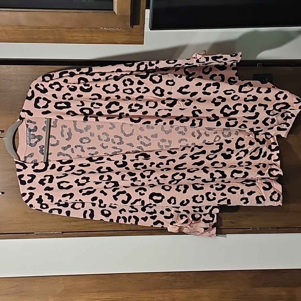 Jessica London Pink Leopard Print Cardigan womens plus size 22/24